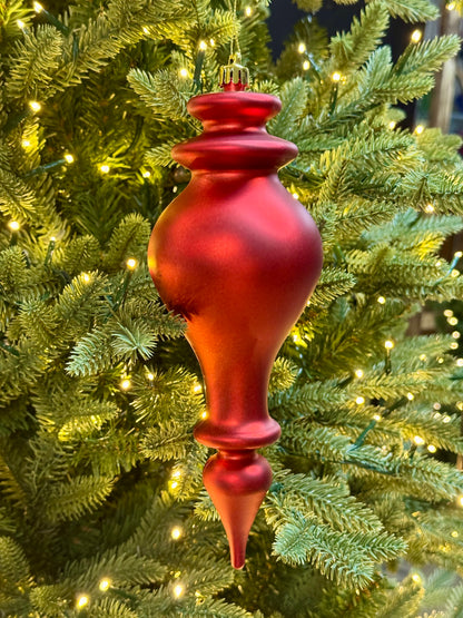 10 Inch Red Shiny Finial Ornament