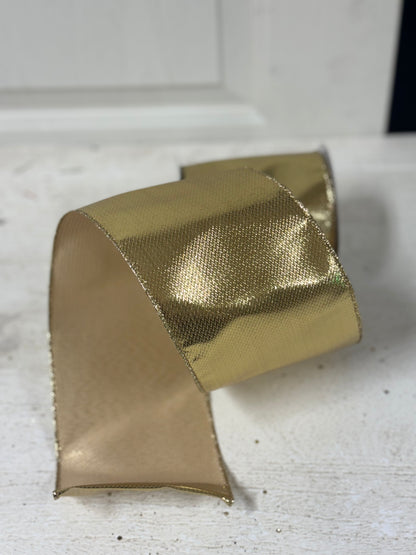 4 Inch By 10 Yard Gold Metallic Ribbon