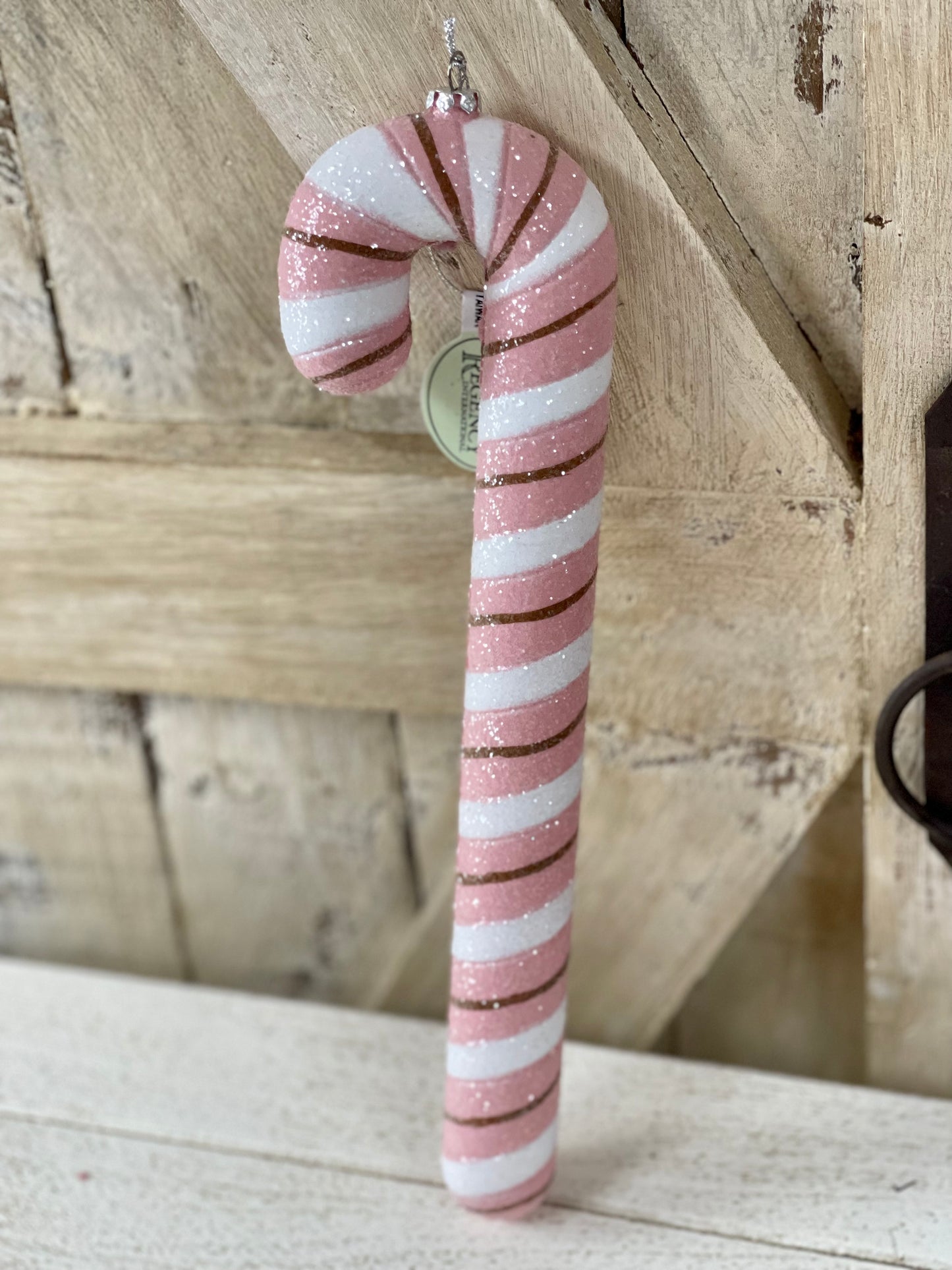 12 Inch Brown White And Pink Candy Cane Ornament