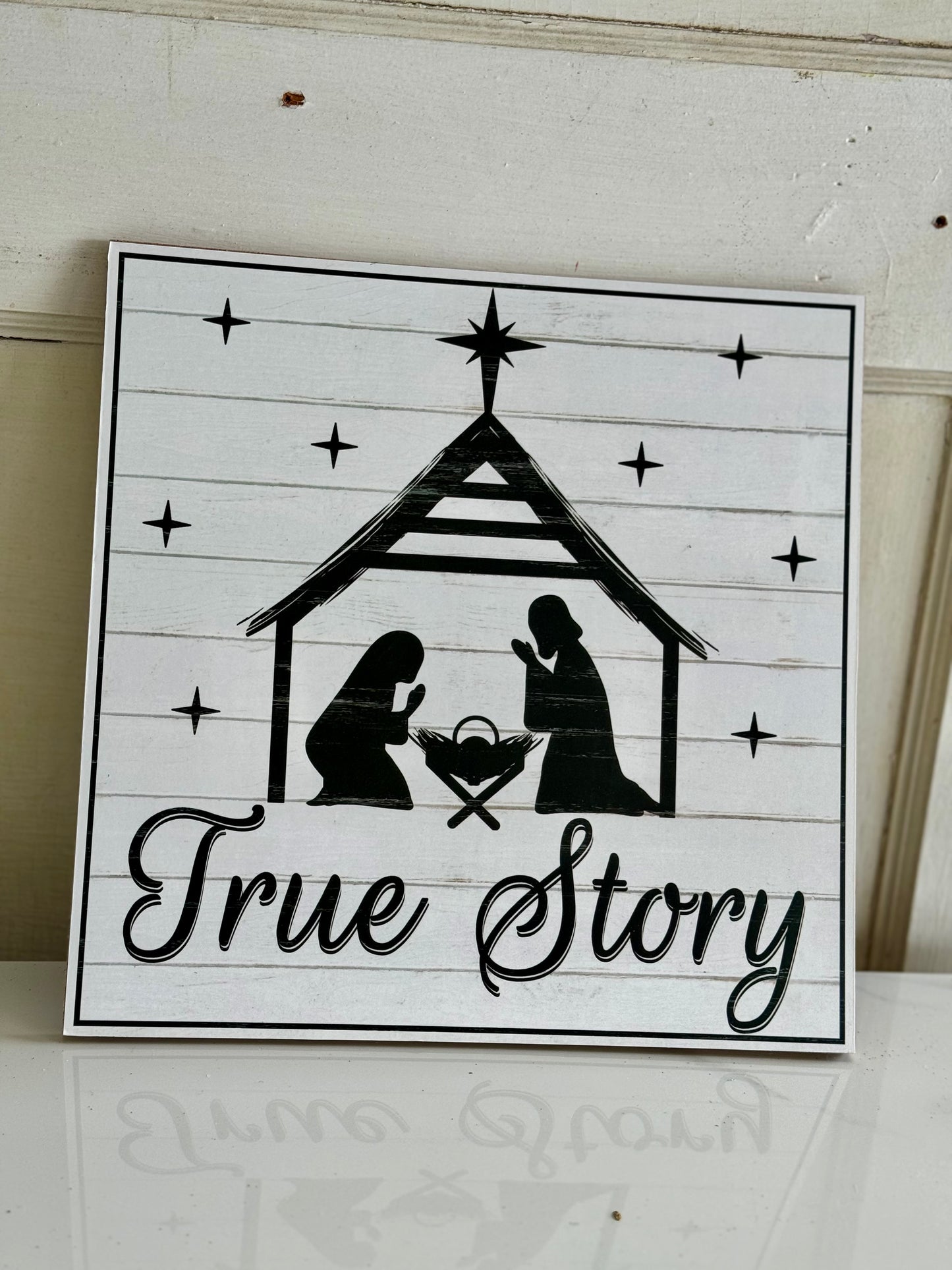 10 Inch True Story Nativity Wooden Sign