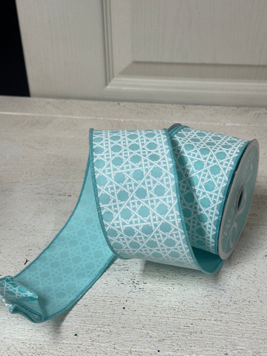 2.5 Inch By 10 Yard Ice Blue And Basket Weave Ribbon