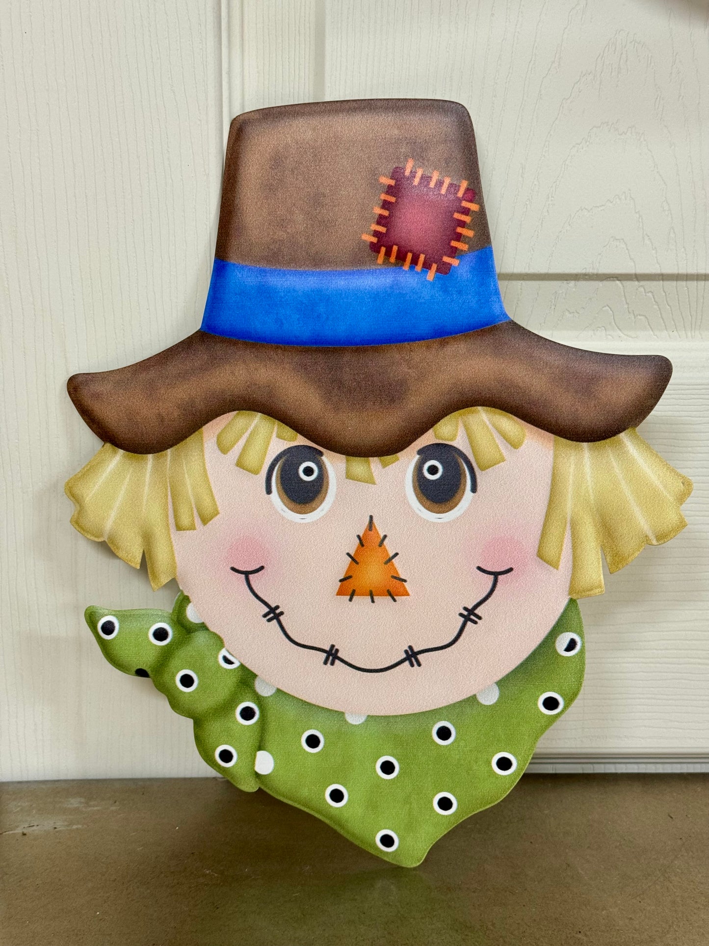 12 Inch Green And Brown Scarecrow Metal Sign