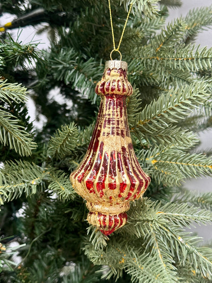 Red And Gold Glass Antique Finial Two Styles