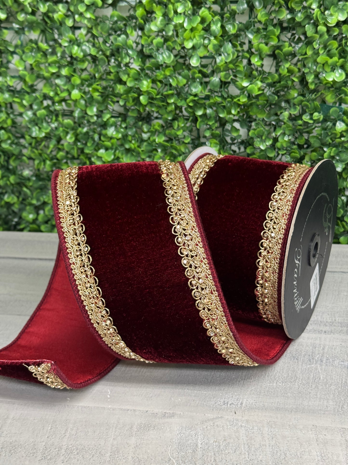 Farrisilk 4 Inch By 5 Yard Ruby Plush Topaz Velvet RIbbon