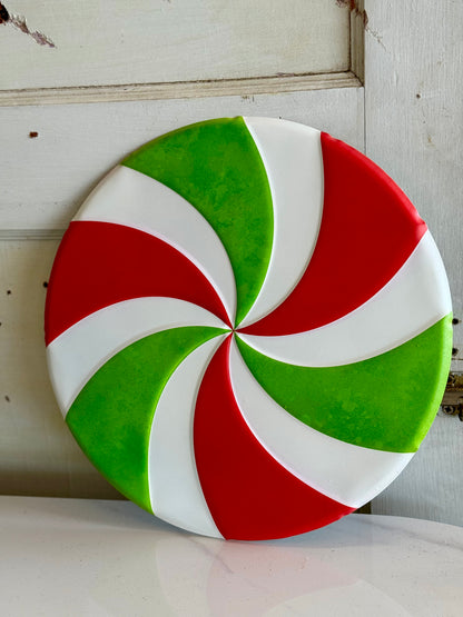 Red Lime And White Peppermint Candy Metal Sign