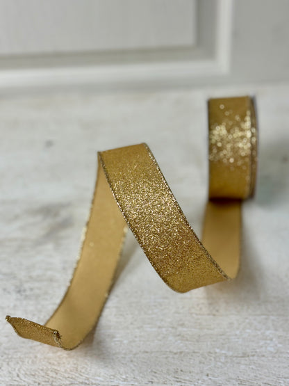 1.5 Inch By 10 Yard Gold Glitter Ribbon