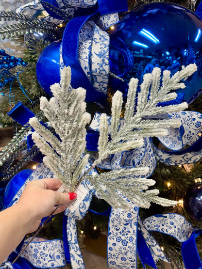 25 Inch Flocked Snow Glitter Norfolk Pine Spray