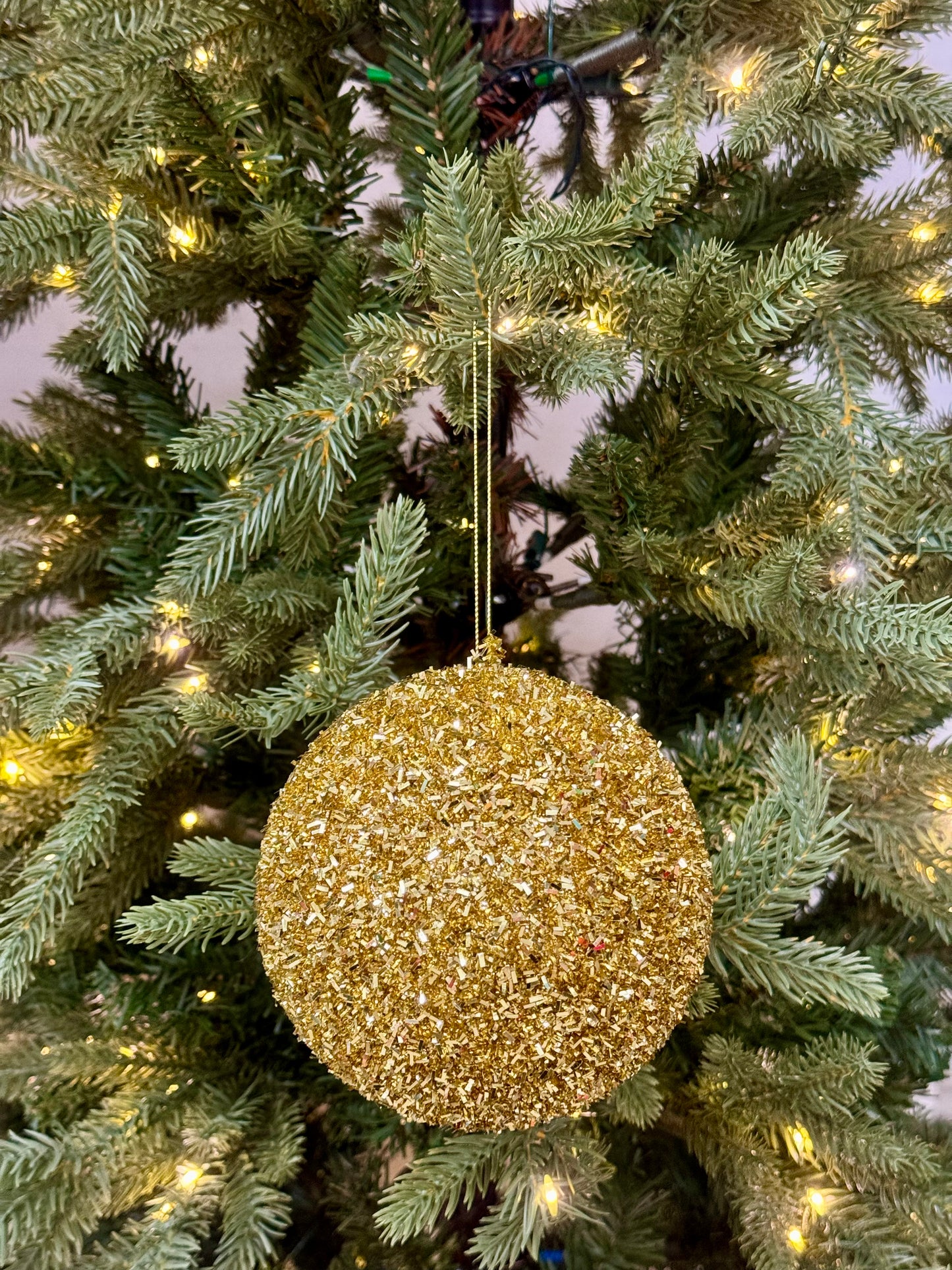5 Inch Gold Foil Glitter Ornament Ball