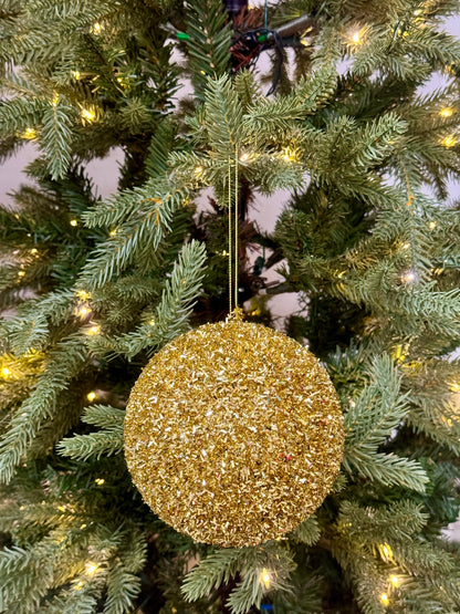 5 Inch Gold Foil Glitter Ornament Ball