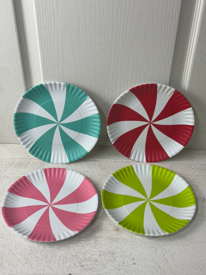 One Hundred 80 Degrees 8.25 Inch Peppermint 'Paper' Plate Set Of Four