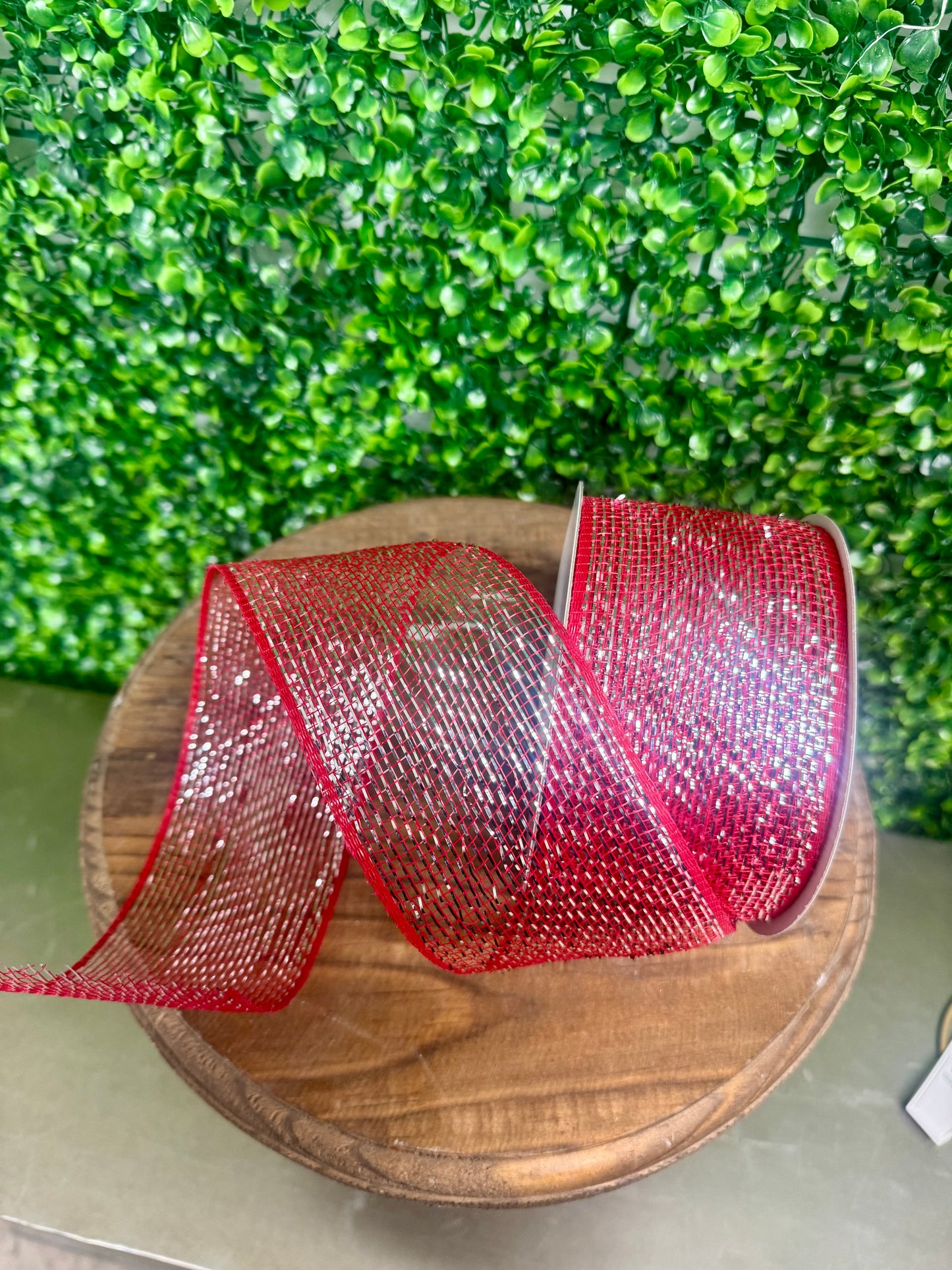 3 Inch by 20 Yards Red with Silver Glamour Designer Netting