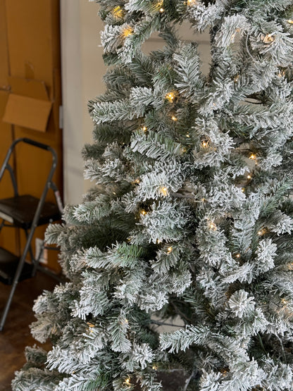 Home Accents Holiday 6.5ft Festive Pine Flocked LED Pre Lit Tree Open Box