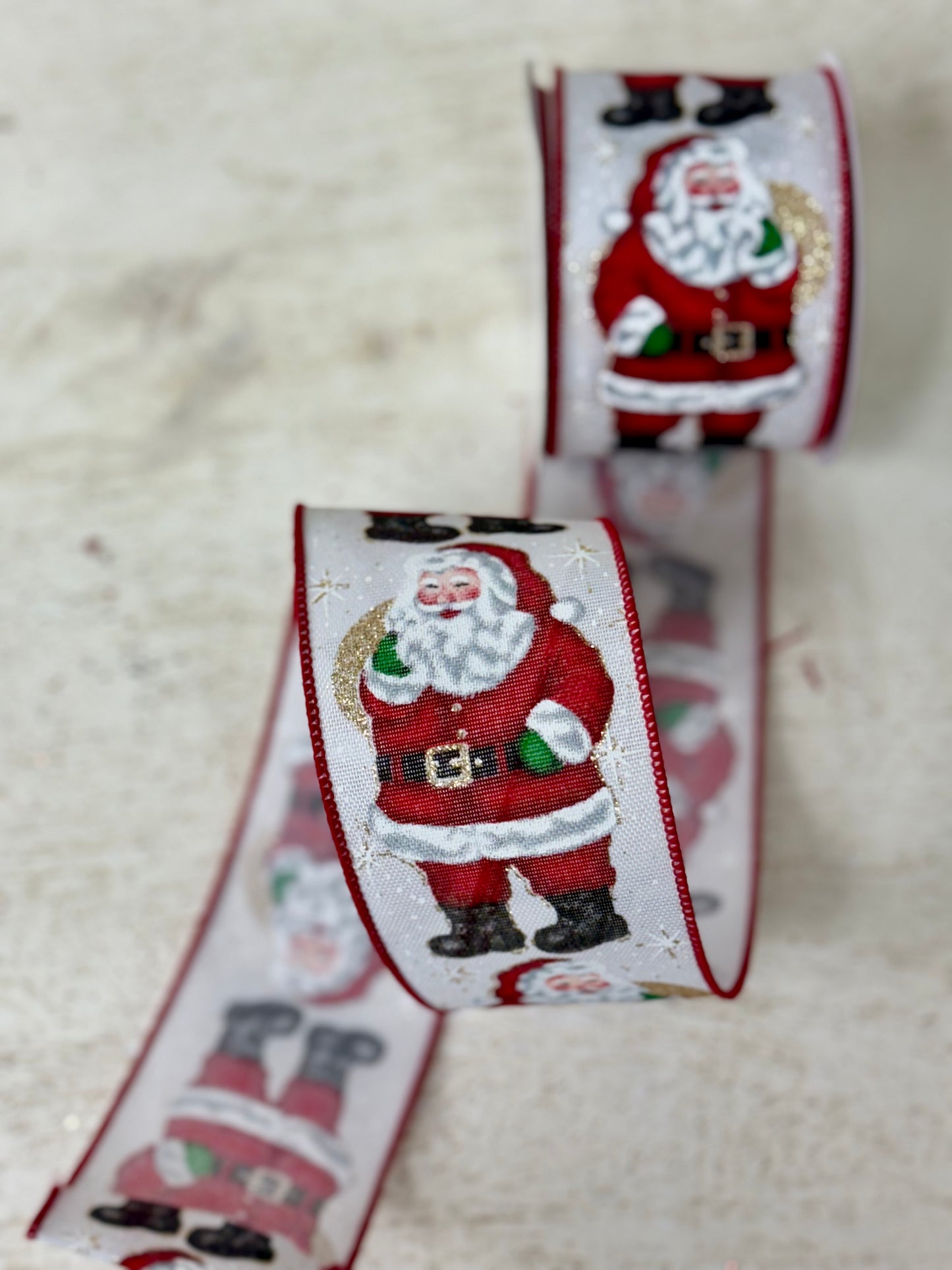 2.5 Inch By 10 Yard Standing Santa Ribbon