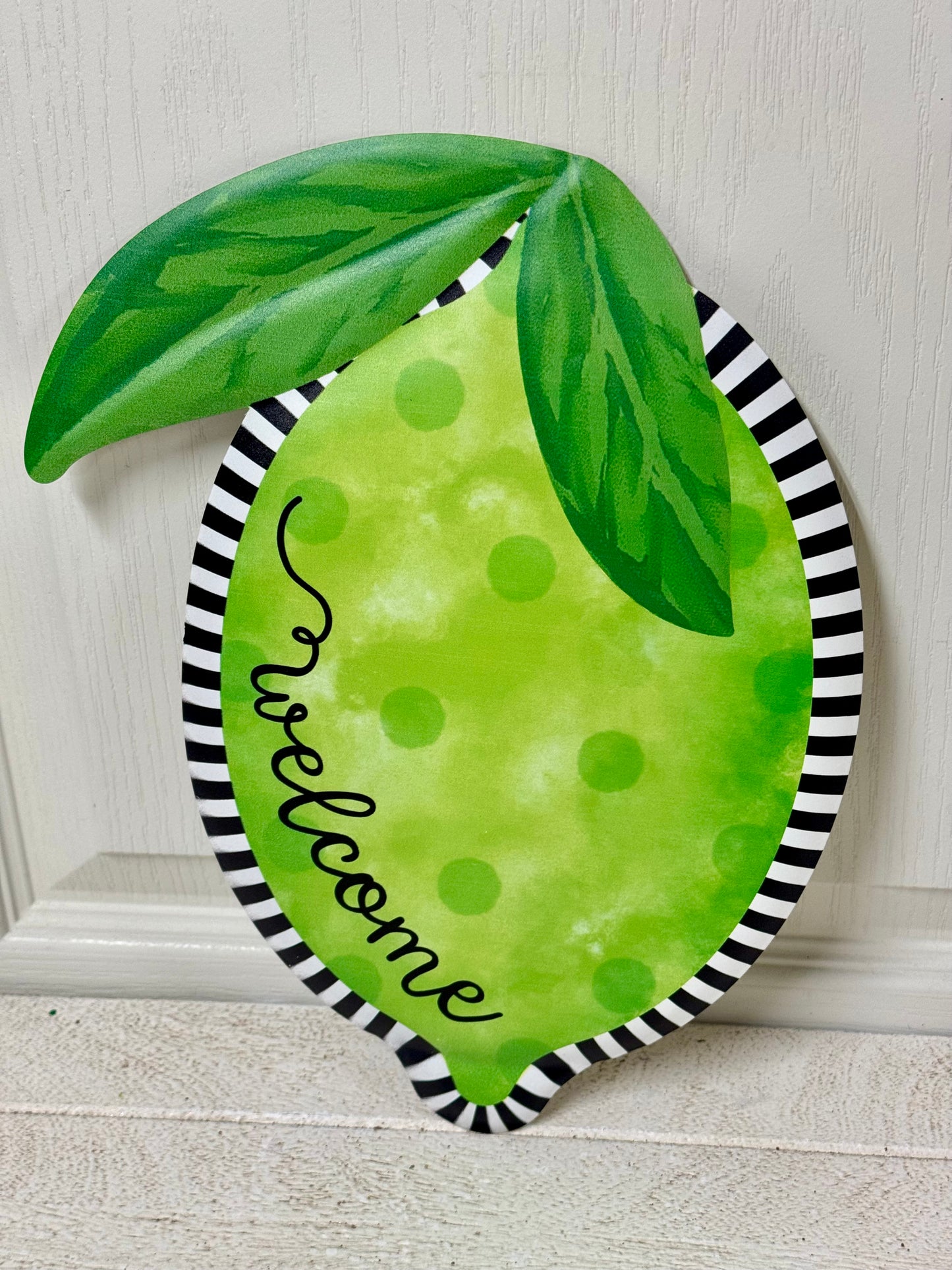 12 Inch Lime Green Welcome Metal Lime Sign
