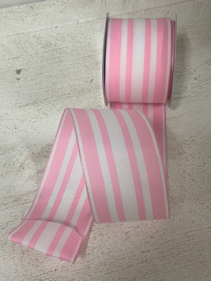 2.5 Inch By 10 Yard Baby Pink And White Ribbon