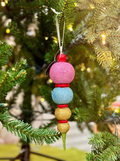 8 Inch Gorgeous Glitter Mutli Color Finial Ornament