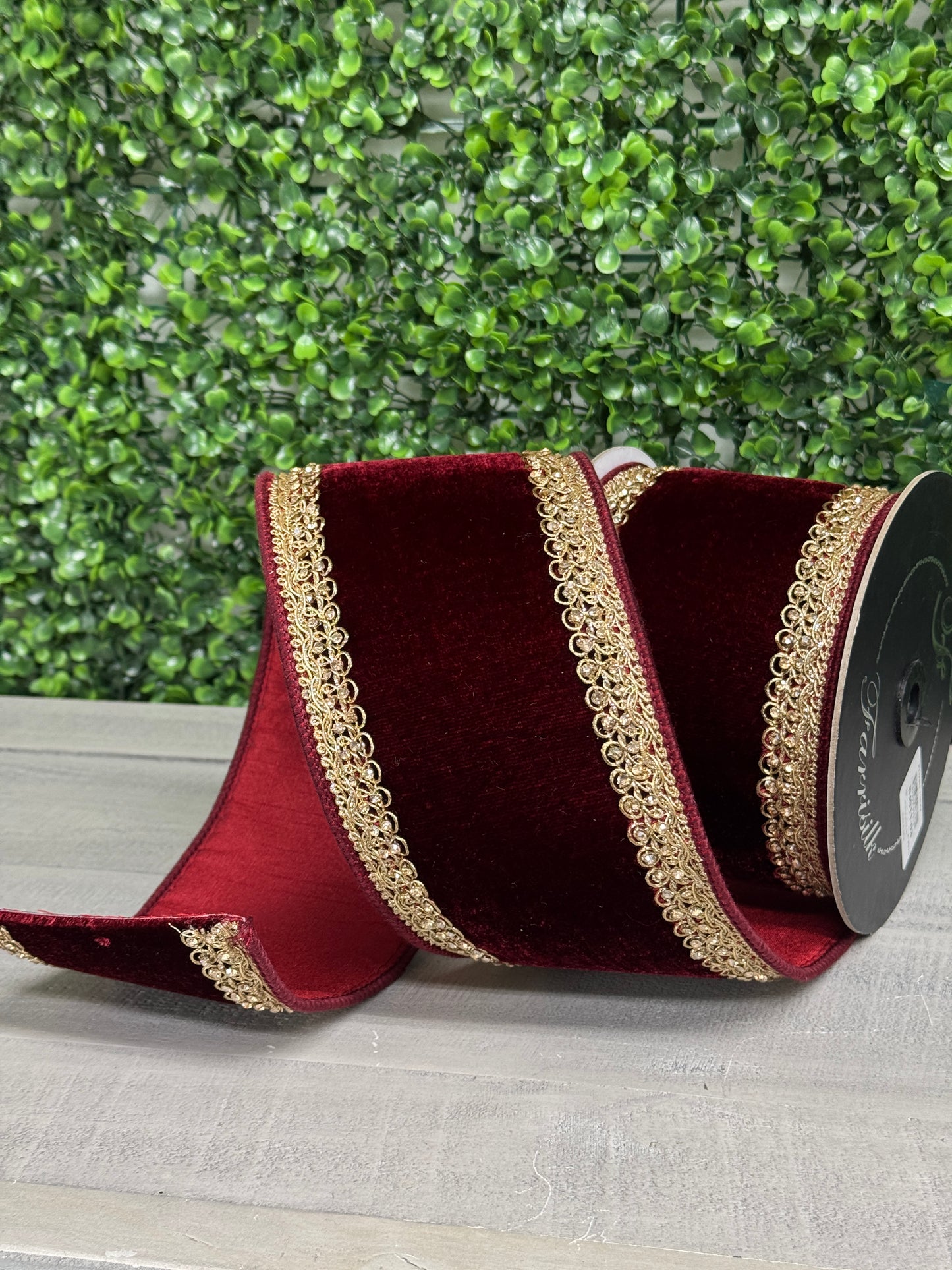 Farrisilk 4 Inch By 5 Yard Ruby Plush Topaz Velvet RIbbon