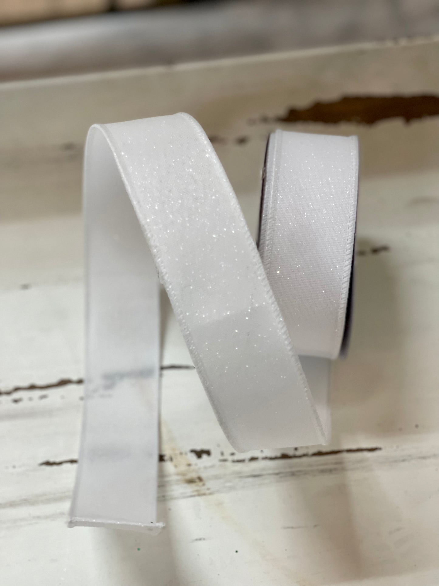 1.5 Inch By 10 Yard White Crystal Shine Ribbon