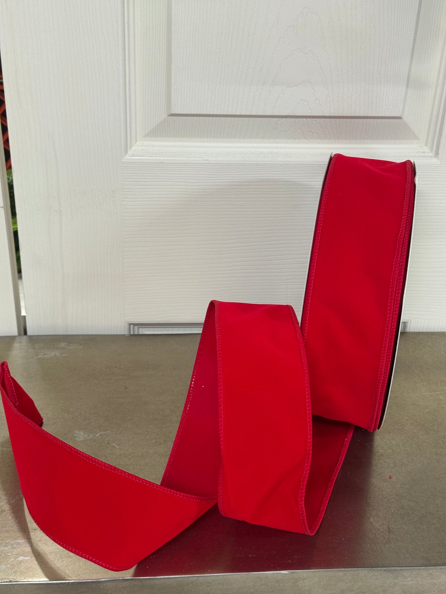 2.5 Inch By 50 Yard Red Indoor Velvet Ribbon