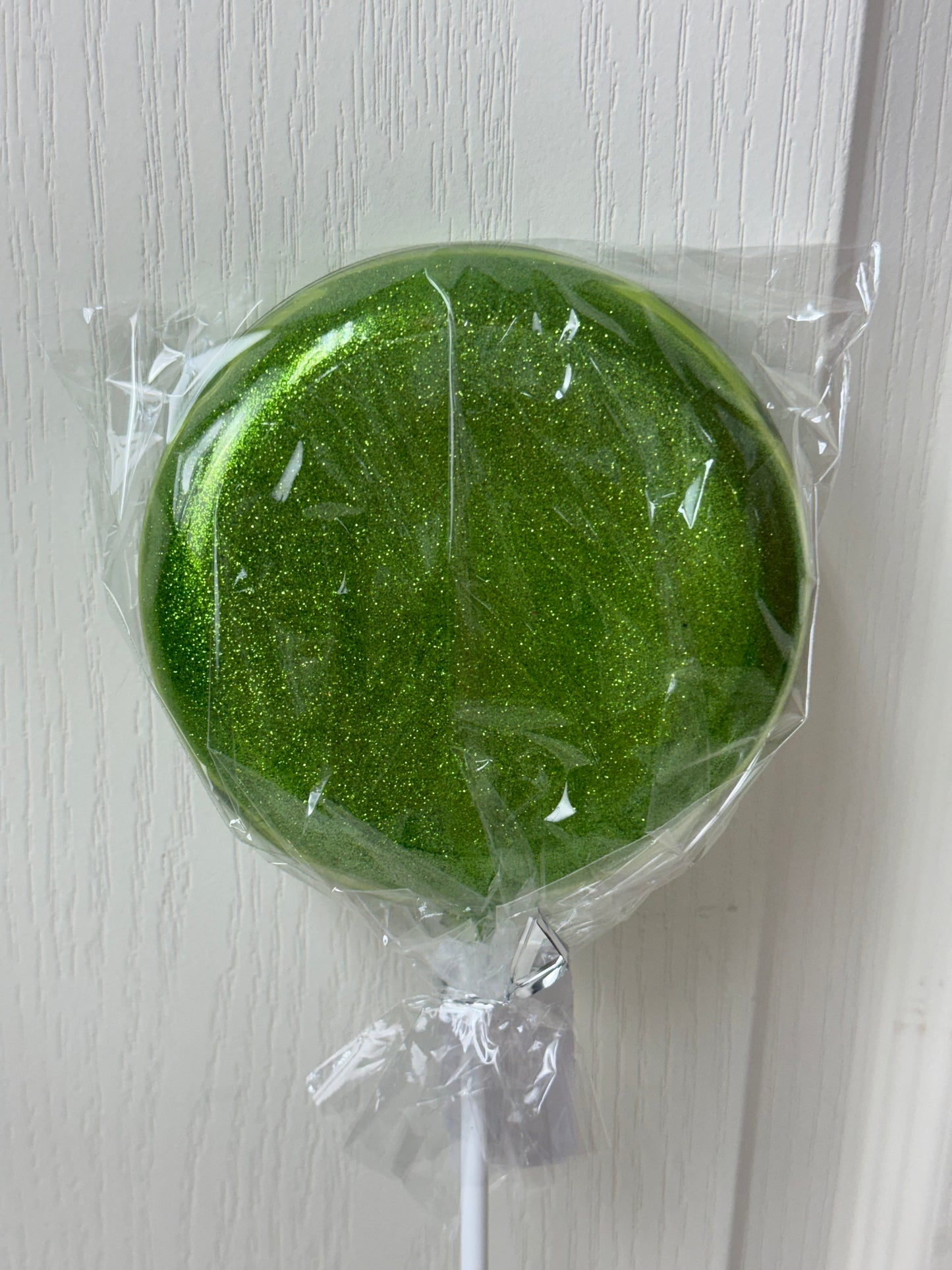 5 Inch Lime Green Glitter Lollipop With Stick