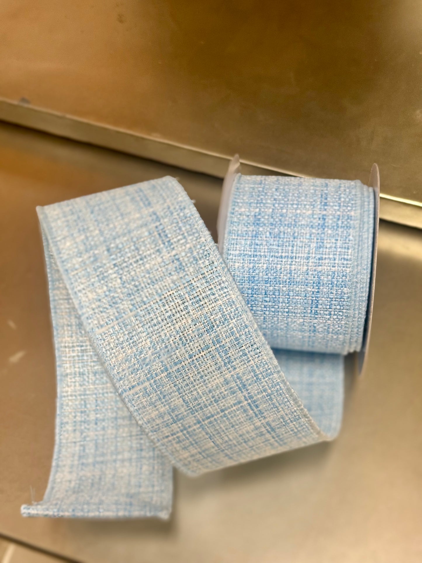 2.5 Inch By 10 Yard Light Blue Cross Check Ribbon