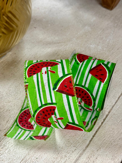 2.5 Inch By 10 Yard Watermelon Stripe Ribbon