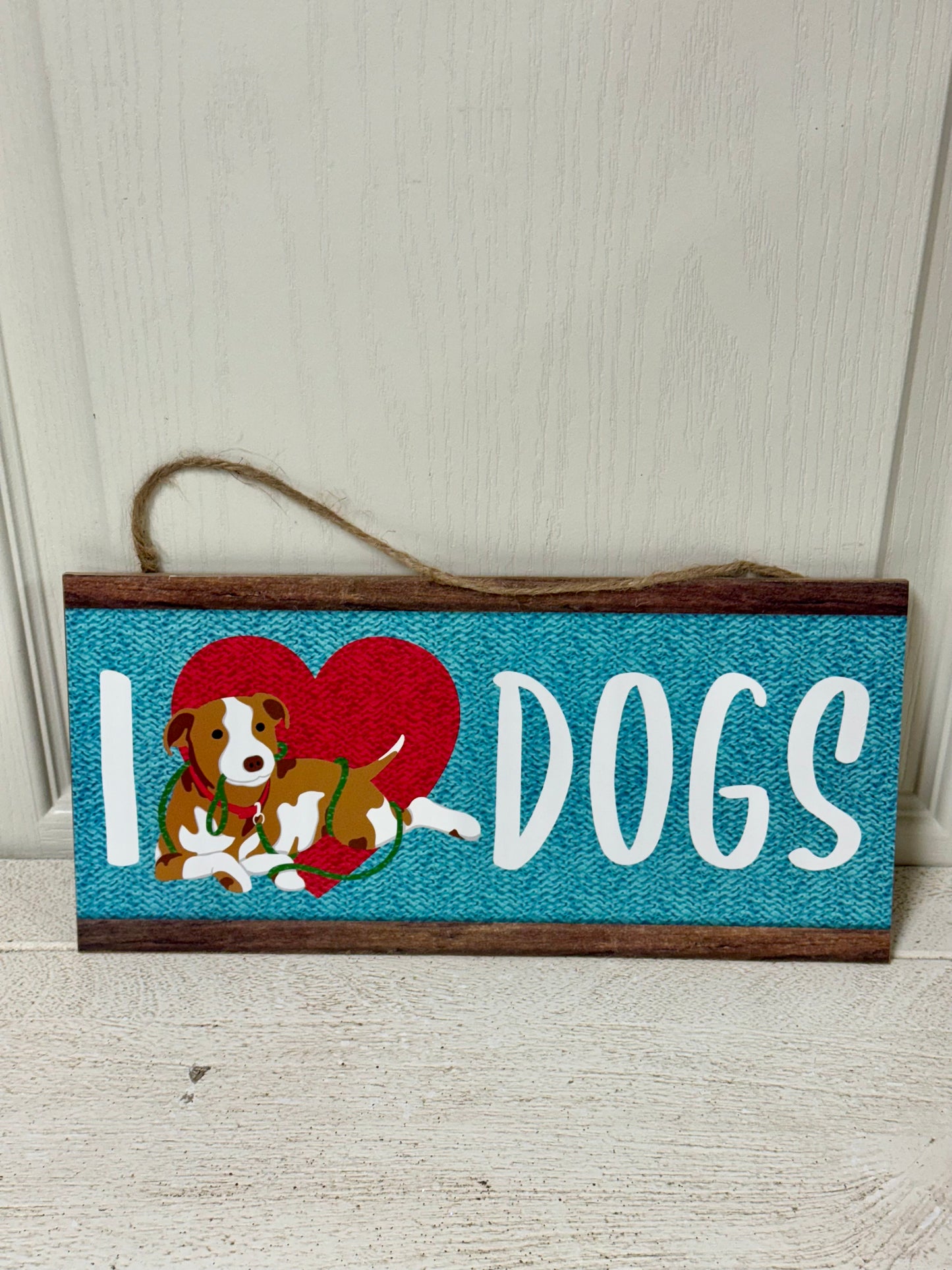 12.5 Inch I Heart Dogs Wooden Sign