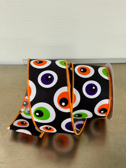 2.5 Inch By 10 Yard Black Eyeball Ribbon