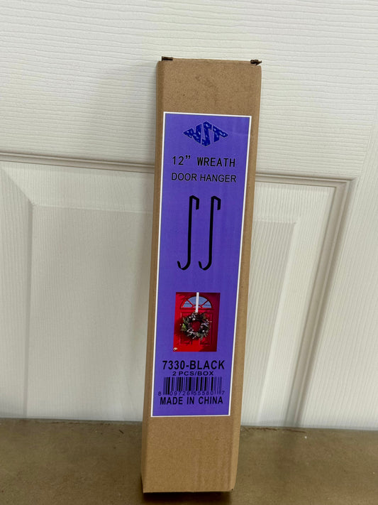 12 Inch Black Wreath Door Hangers Two Pack