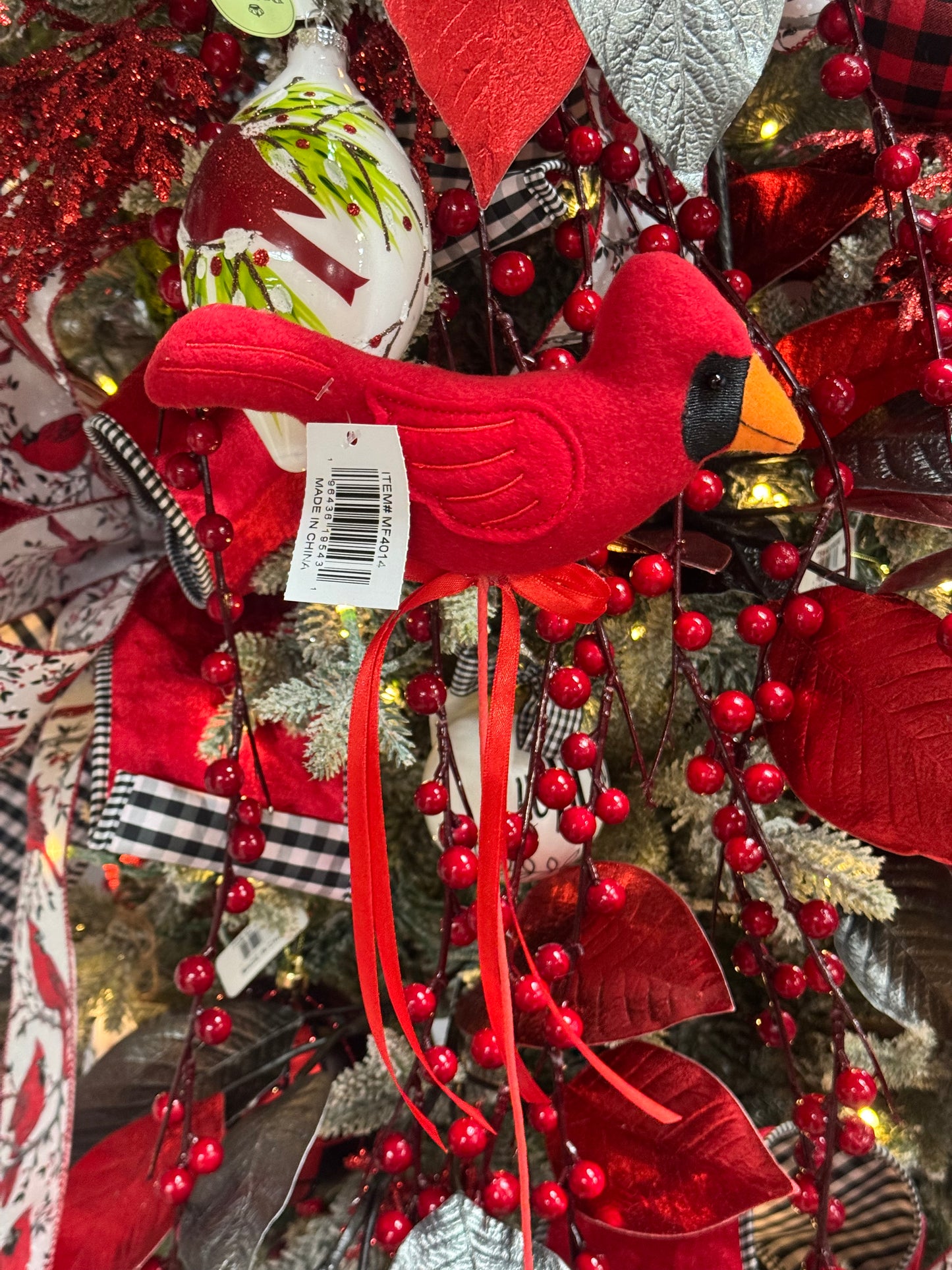 15 Inch Red Stuffed Cardinal Pick