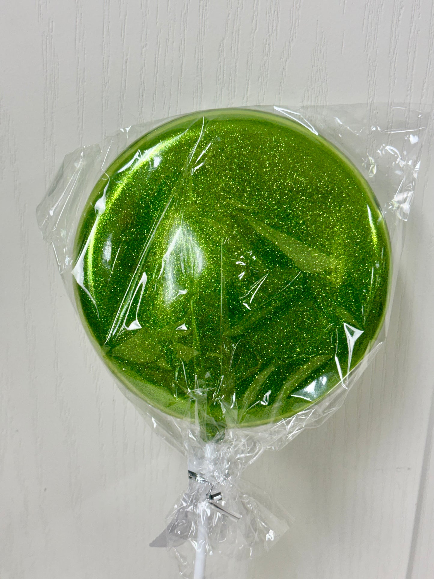 6 Inch Lime Green Glitter Lollipop With Stick