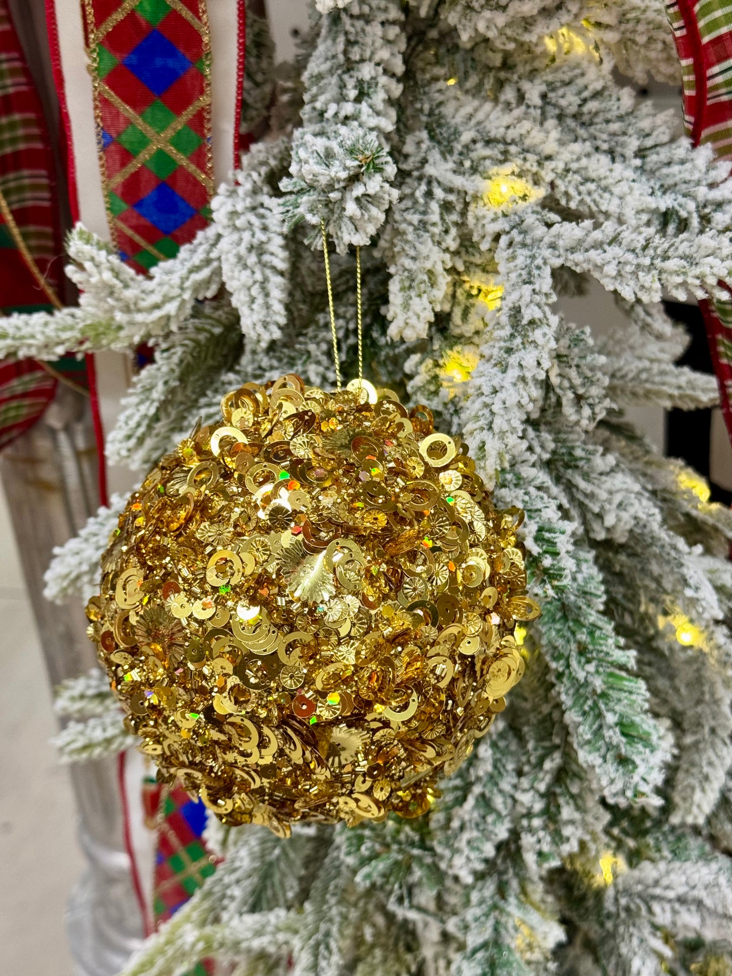 5 Inch Gold Sequin Glitter Ornament
