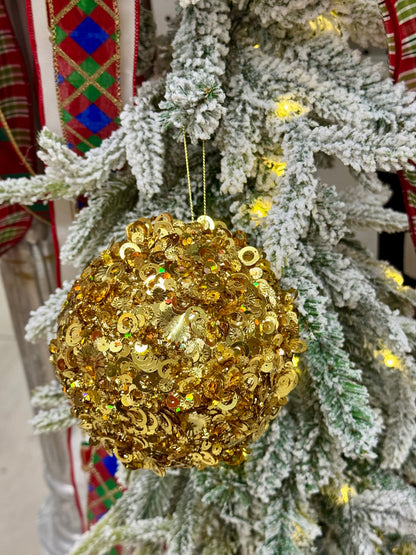5 Inch Gold Sequin Glitter Ornament