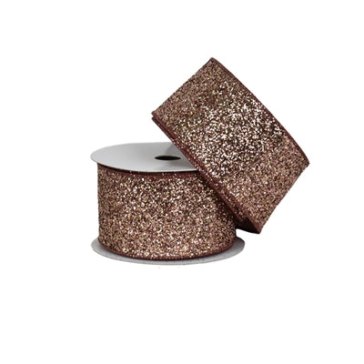 2.5 Inch By 10 Yard Rose Gold Mixed Mica Sequin Ribbon