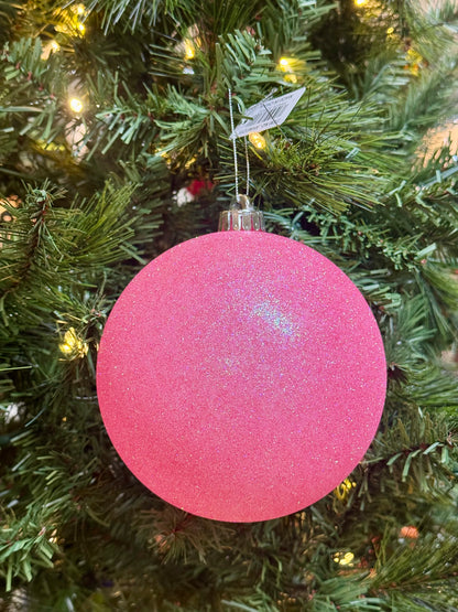6 Inch Light Pink Glitter Iridescent Ornament Ball