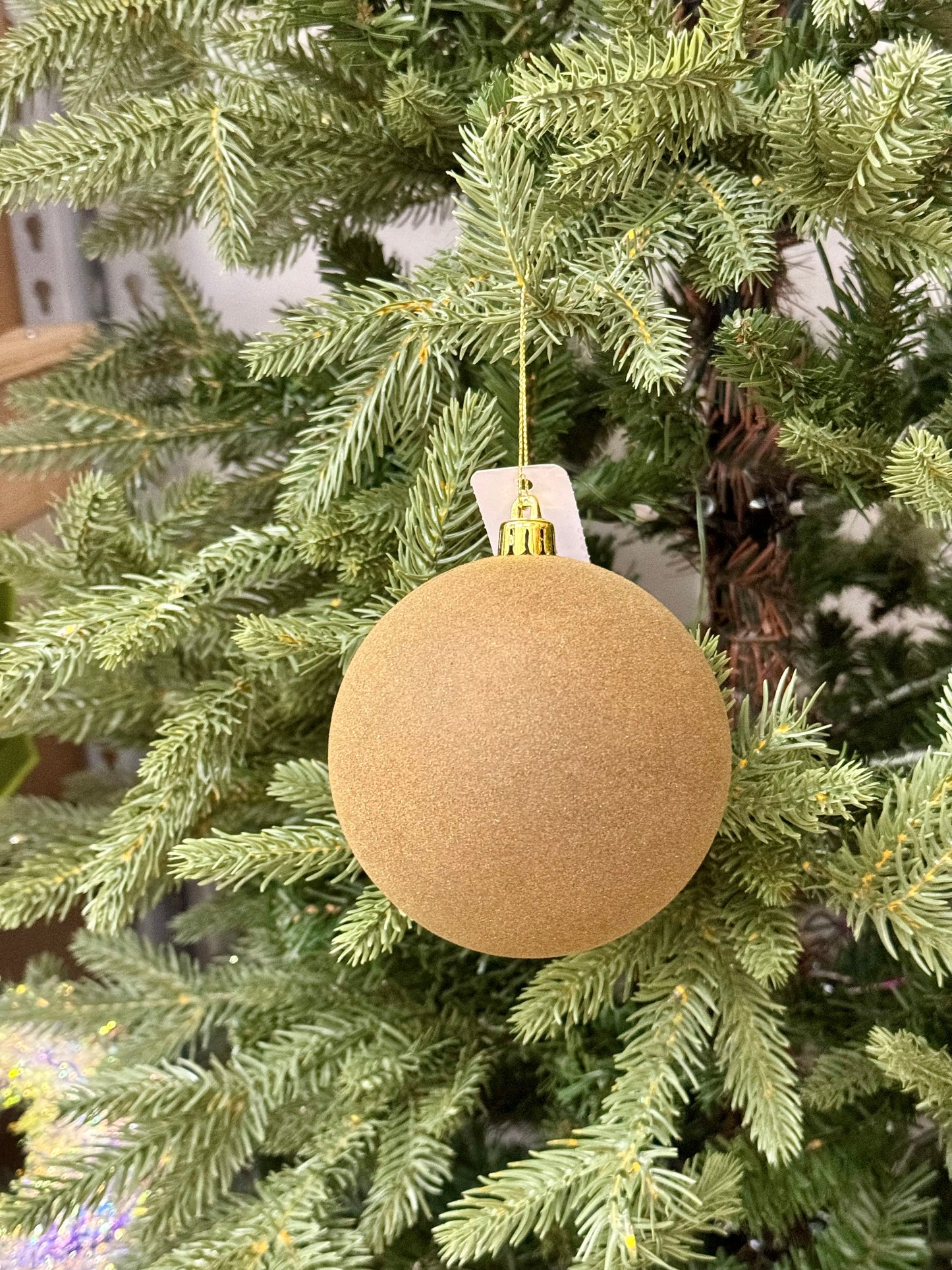 4 Inch Brown Smooth Flocked Ornament Ball