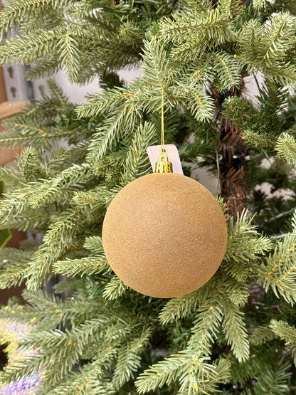 4 Inch Brown Smooth Flocked Ornament Ball