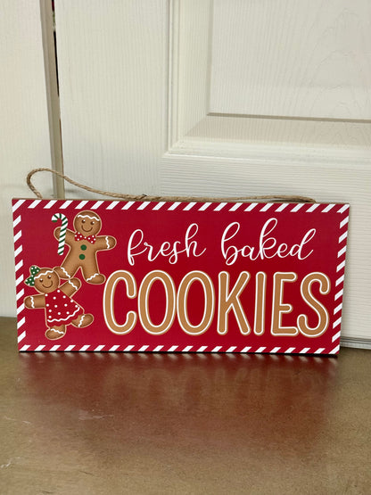12.5 Inch Wood Fresh Baked Cookies Gingerbread Sign
