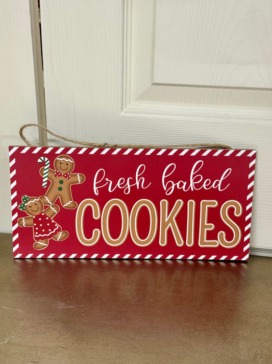 12.5 Inch Wood Fresh Baked Cookies Gingerbread Sign