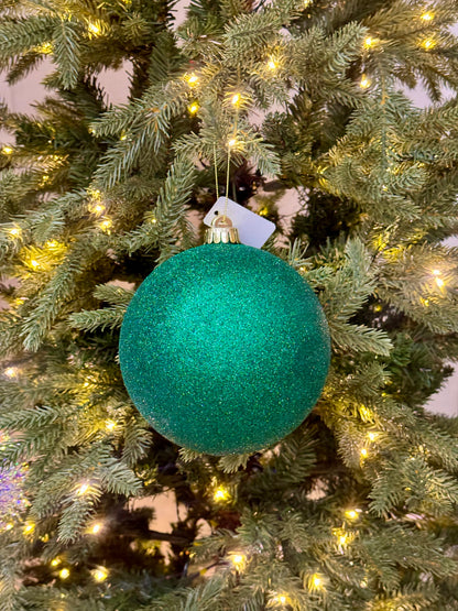 4 Inch Hunter Green Glittered Ornament