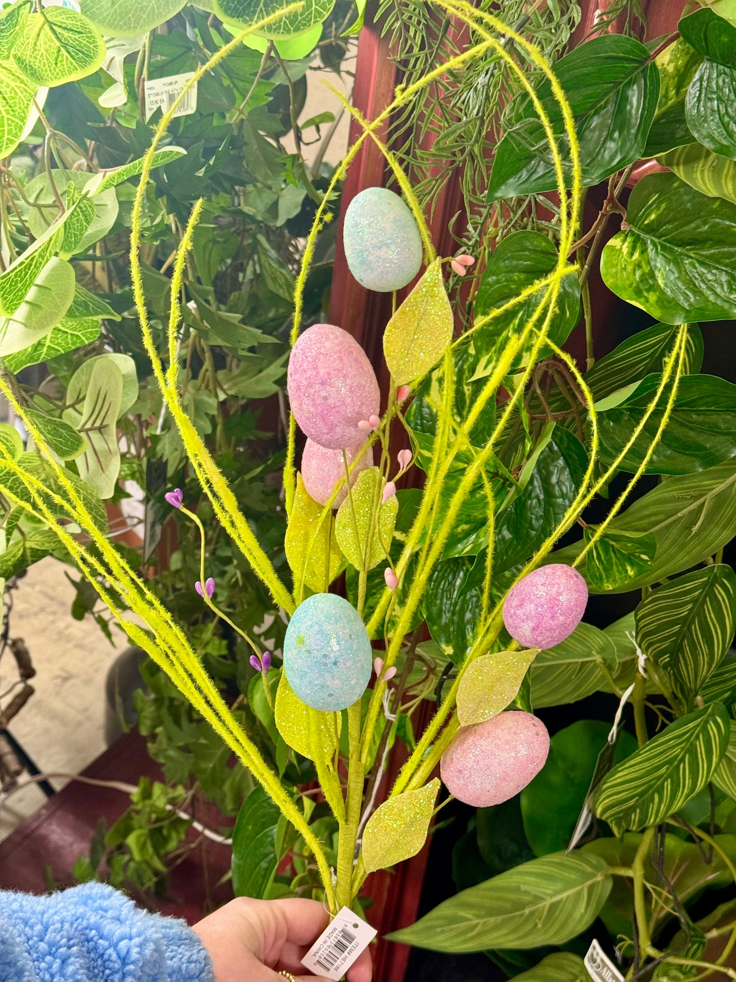 24 Inch Lime Pastel Multi Egg Grass Bush