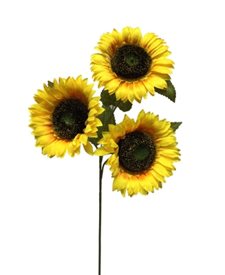 24 Inch Triple Yellow Sunflower Spray