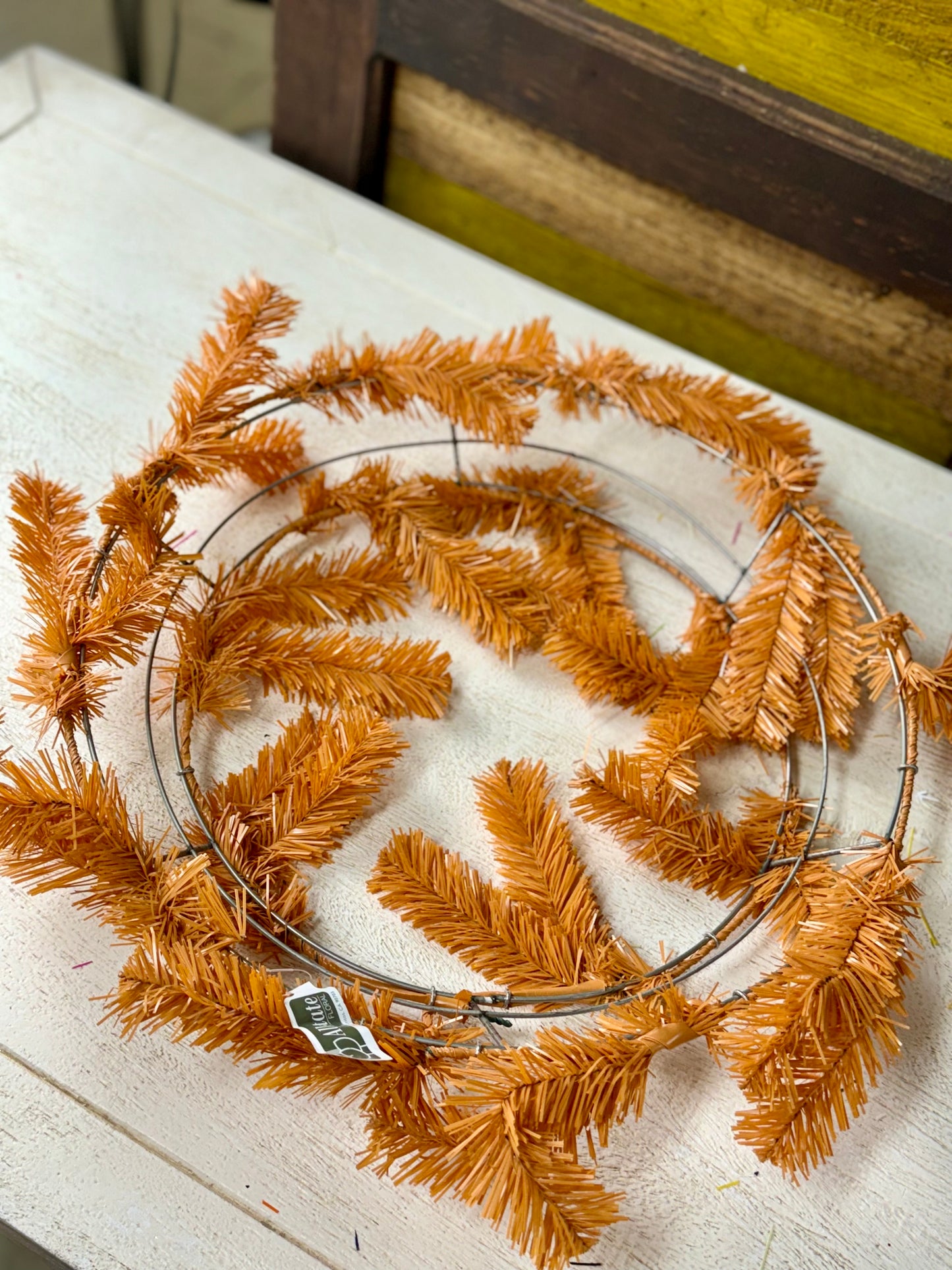 24 Inch Soft Orange Pine Work Wreath