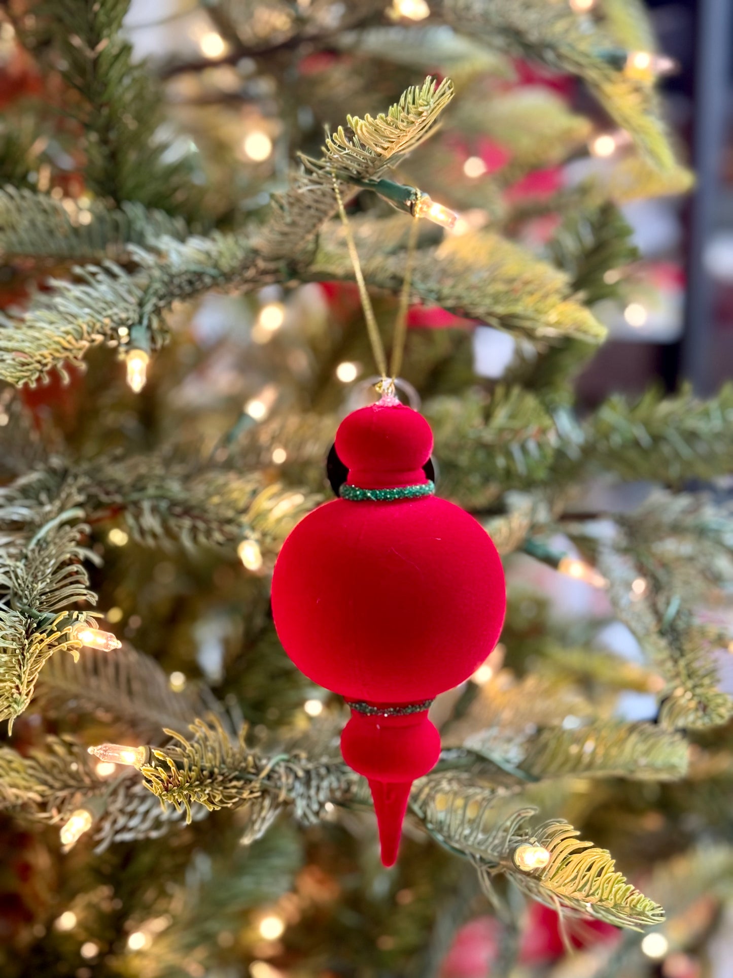 6 Inch Red And Emerald Felt Onion Ornament