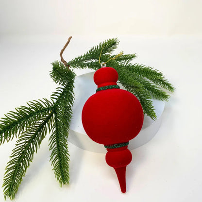 6 Inch Red And Emerald Felt Onion Ornament