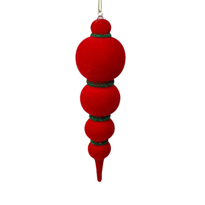 8 Inch Red And Emerald Fascinating Felt Finial Ornament