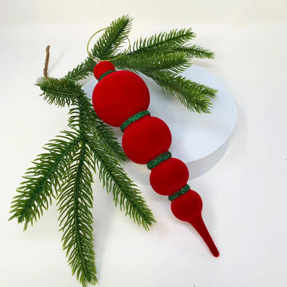 8 Inch Red And Emerald Fascinating Felt Finial Ornament