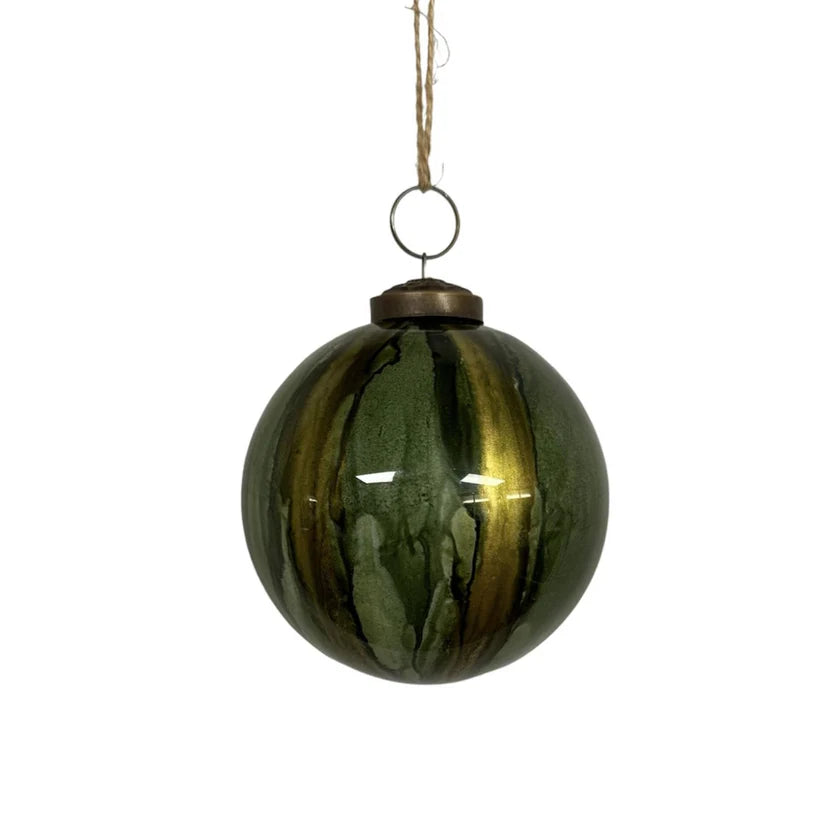 6 Inch Green Watercolor Glass Ornament Ball