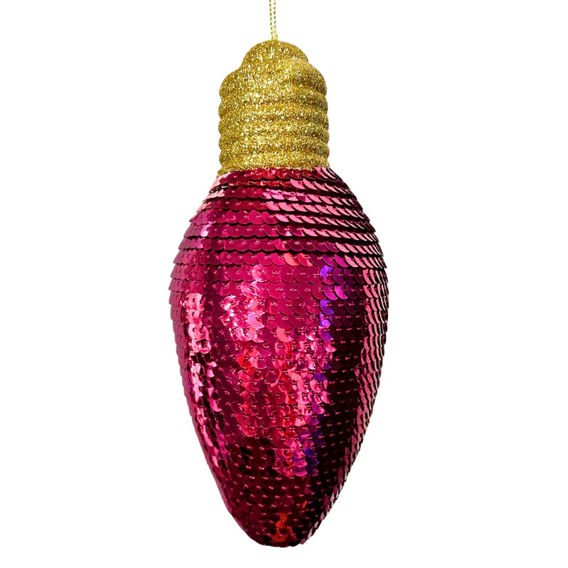 7 Inch Hot Pink Snazzy Sequin Light Bulb Ornament