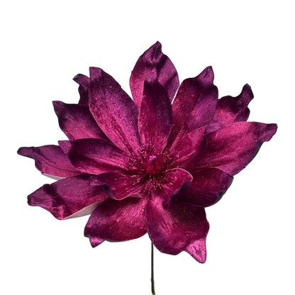 15 Inch Two Tone Plum Moody Velvet Magnolia Stem